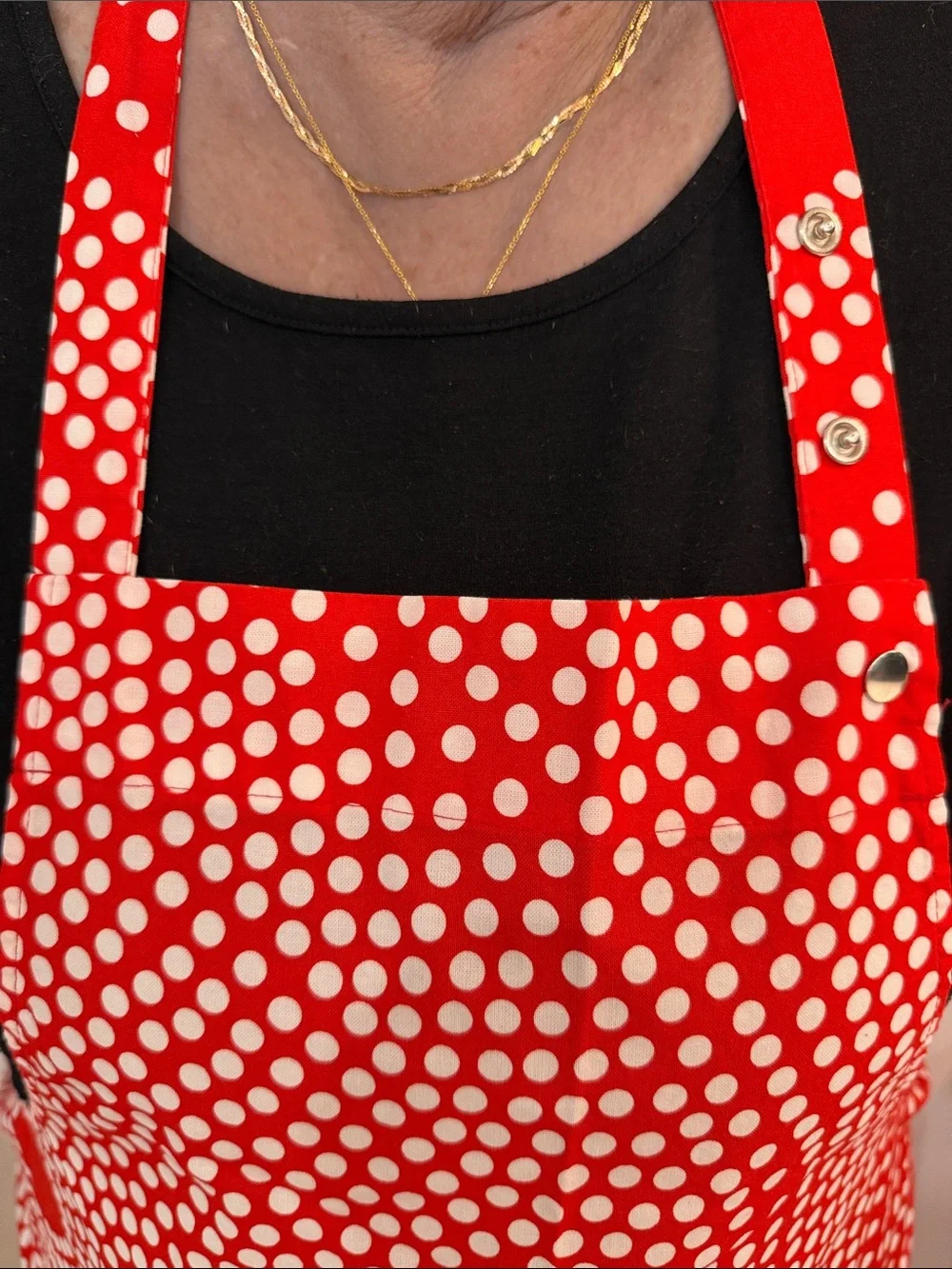 Marimekko Red and White Polka Dot Cotton Apron